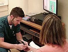 Lifeworks patient receiving the meridian health analysis