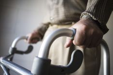 Patient walking on his own after being confined in a wheelchair