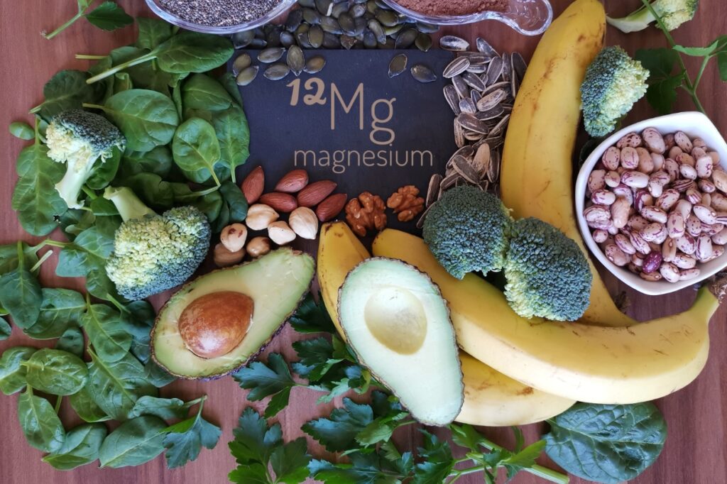 magnesium rich foods include; green leafy veggies, bananas, avocados, almonds