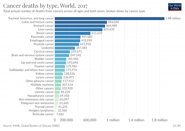Cancer Deaths by type 2017